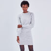 Robe pull droite gris clair femme