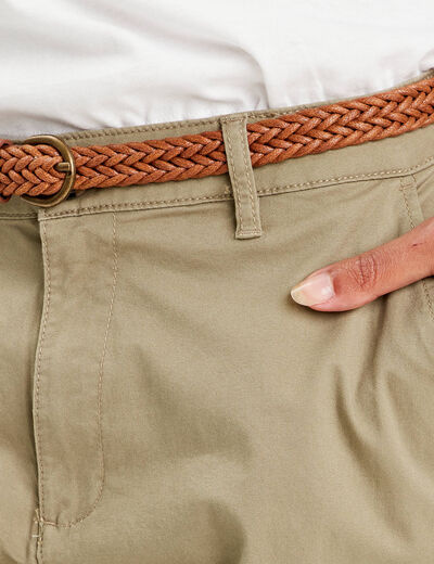 Pantalon chino 7/8ème vert femme