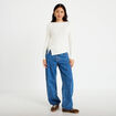 Jean avec broderie bleu femme