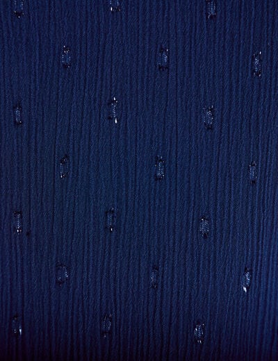Robe longue &eacute;vas&eacute;e col v dentelle bleu marine femme