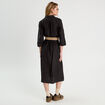 Robe longue évasée ceinturée noir femme