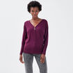 Pull avec col zippé prune femme