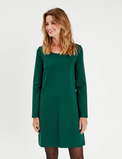Robe évasée dos ouvert vert foncé femme