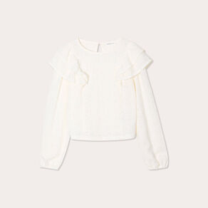 blouse brodee avec volants ecru femme Blouse brodée avec volants ecru femme