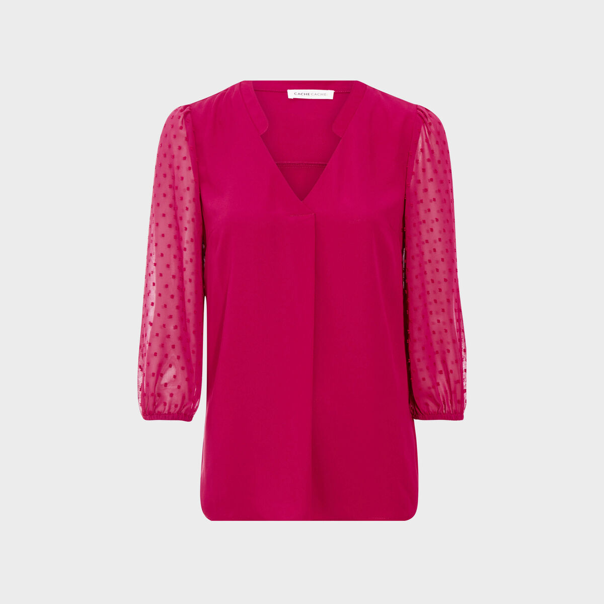 Blouse manches 3/4 rouge foncé femme
