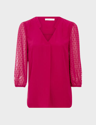 Blouse manches 3/4 rouge foncé femme