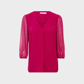 blouse manches 34 rouge fonce femme Blouse manches 3/4 rouge foncé femme