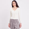 Gilet cropped zippé col bardot ecru femme