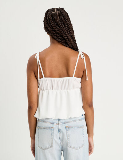 Blouse bretelles fines ecru femme