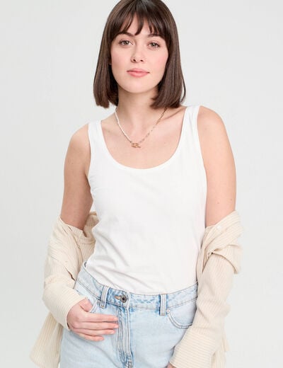 Débardeur bretelles larges blanc femme