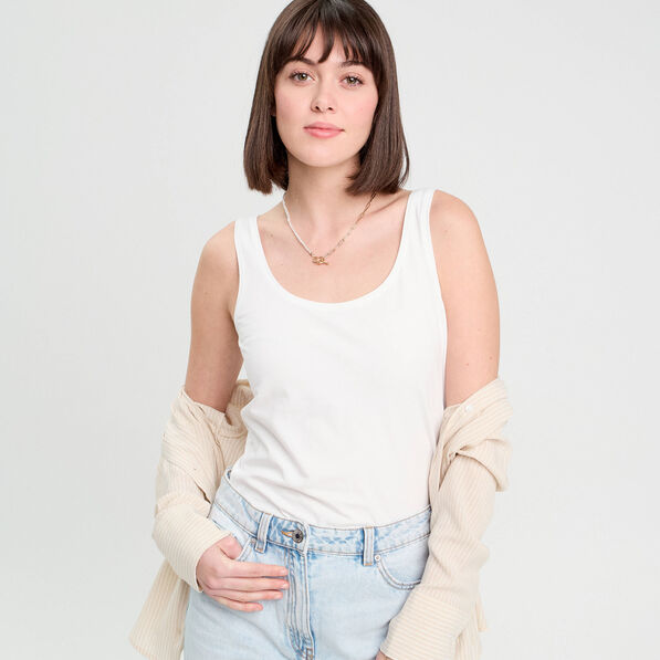 debardeur bretelles larges blanc femme Débardeur bretelles larges blanc femme