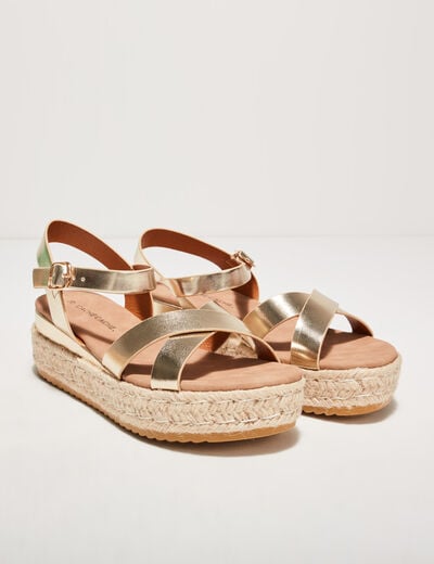 Sandales plates couleur or femme