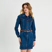 Robe droite en jean ceinturée denim brut femme