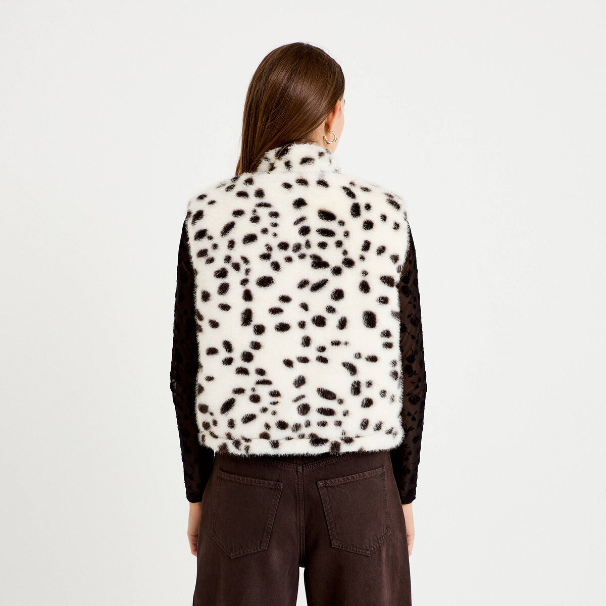 Veste sans manches col montant noir femme