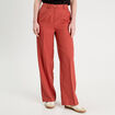 Pantalon droit large pinces vieux rose femme