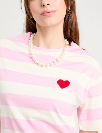 T-shirt manches courtes rose clair femme