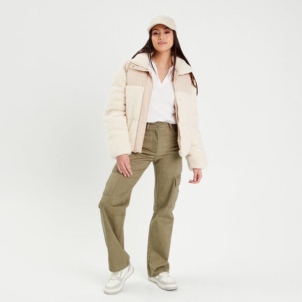 polo manches courtes cotele ecru femme Polo manches courtes côtelé ecru femme