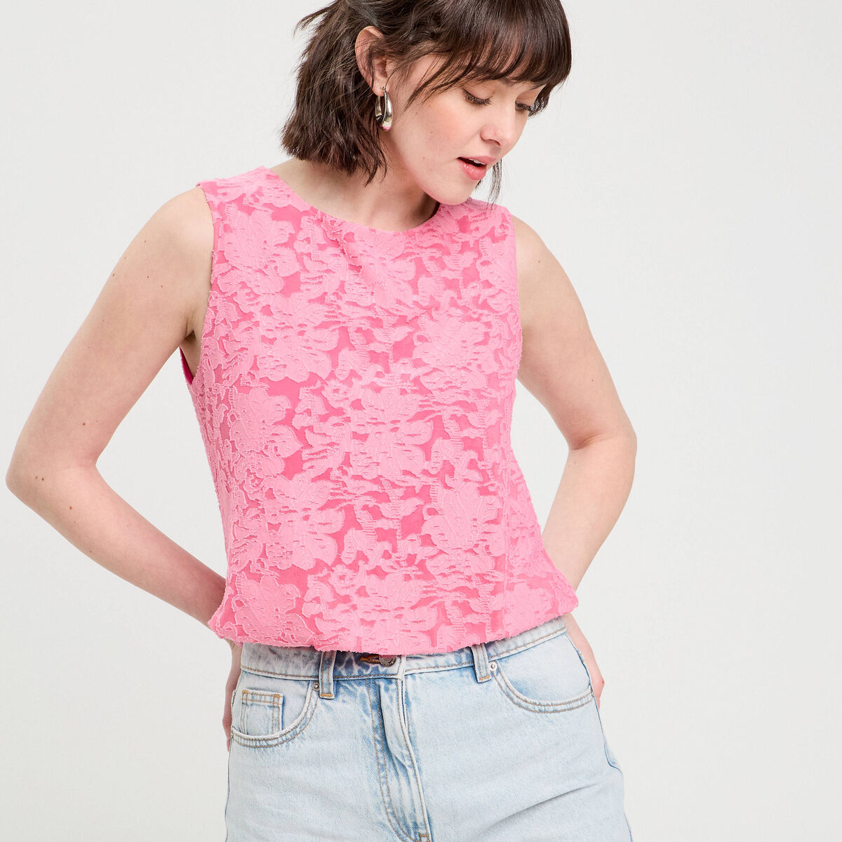 Top sans manches rose femme