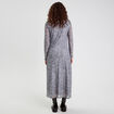 Robe longue ajust&eacute;e fronces bleu gris femme