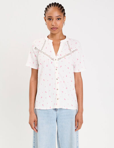 Blouse manches courtes blanc femme