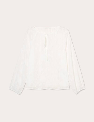 Blouse brodée ecru femme