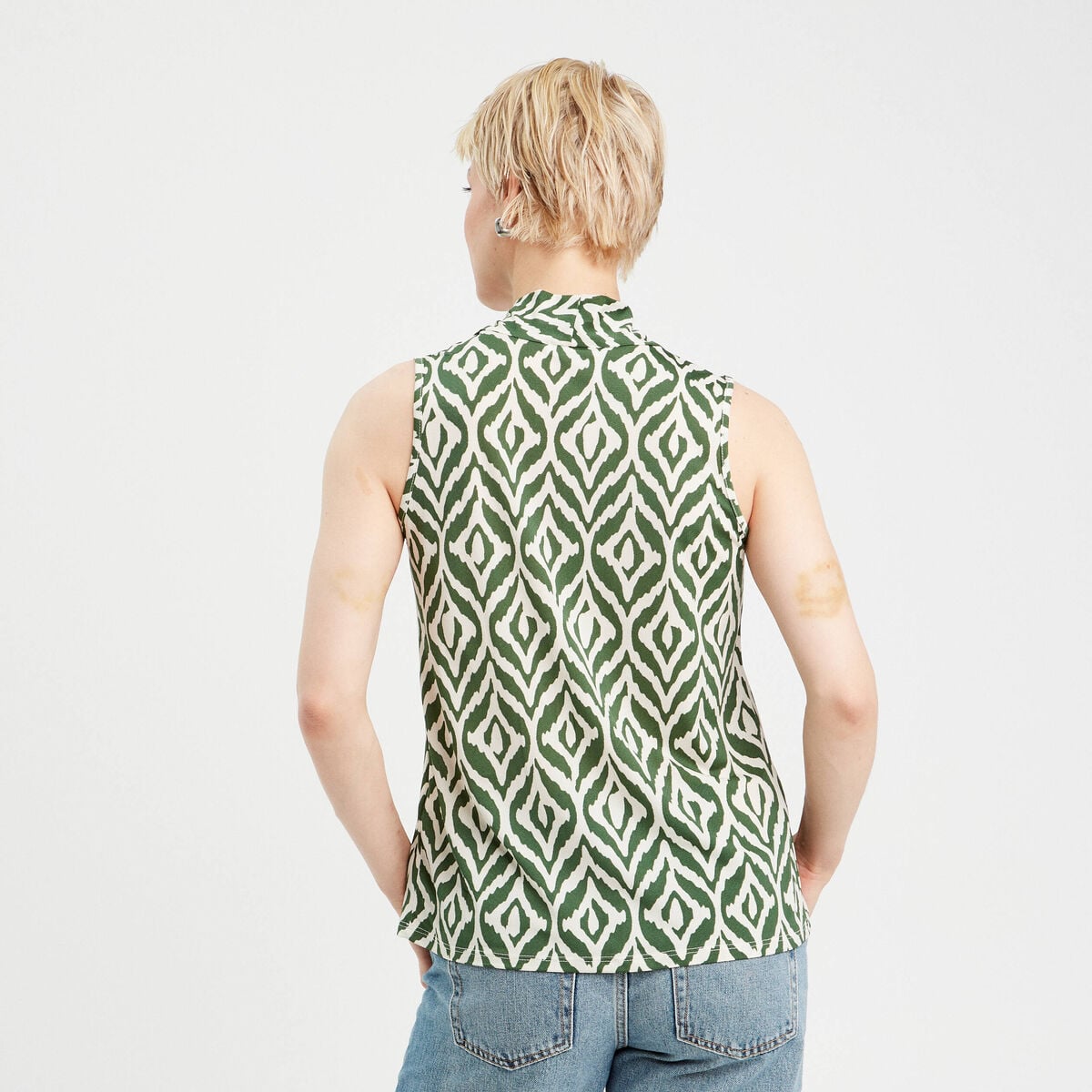 Blouse sans manches blanc femme