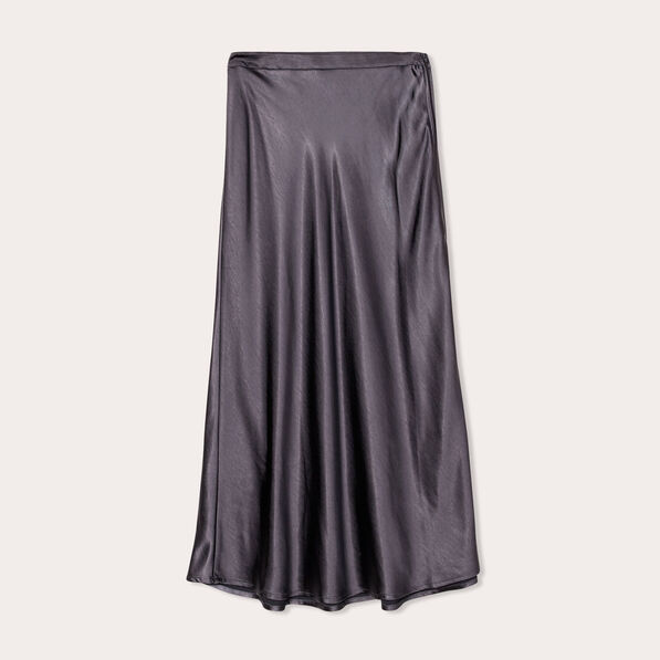 jupe midi droite satin gris fonce femme Jupe midi droite satin gris foncé femme