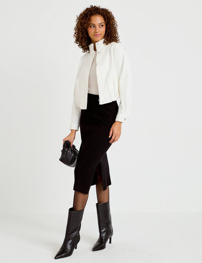Jupe ajust&eacute;e longueur 3/4 noir femme