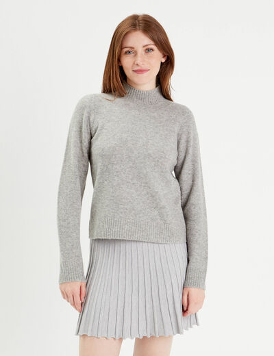 Pull col montant gris foncé femme
