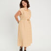Robe chemise midi contenant du lin jaune femme