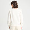 Sweat d&eacute;tails franges ecru femme
