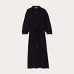 Robe longue chemise ceinturée noir femme