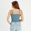 Bandeau smocké cropped bleu femme