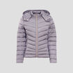 Doudoune droite à capuche gris clair femme