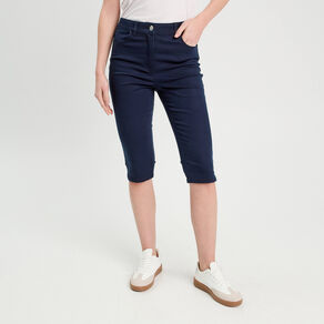 Pantalon capri bleu marine femme