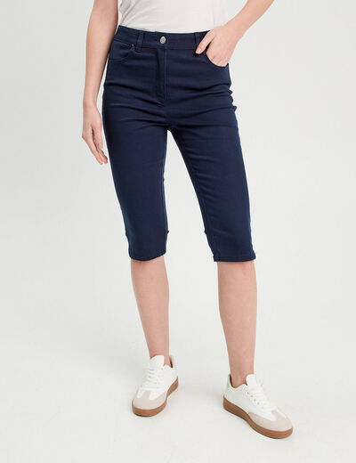 Pantalon capri bleu marine femme