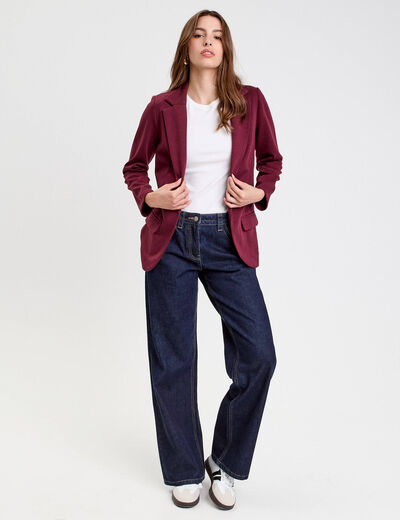 Veste blazer cintrée bordeaux femme