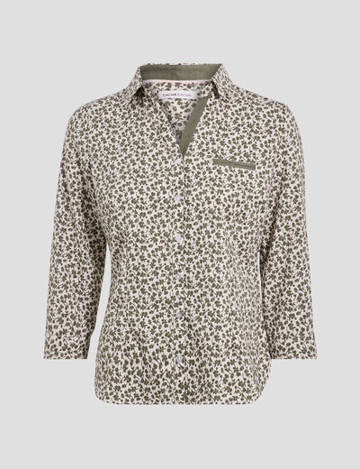 Blouse manches 3/4 vert kaki femme