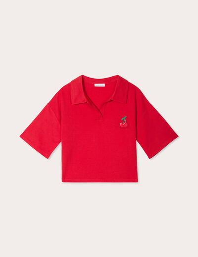 Polo avec patch brodé rouge femme