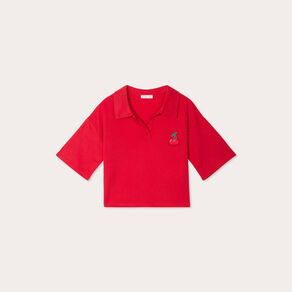 polo avec patch brode rouge femme Polo avec patch brodé rouge femme