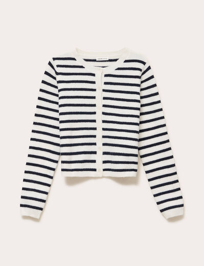 Gilet boutonné manches longues bleu marine femme