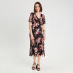 Robe midi évasée col en V noir femme