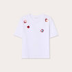 T-shirt d&eacute;tails fleurs sequins blanc femme