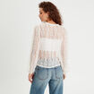 Blouse dentelle col montant ecru femme