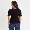 Top cintr&eacute; col rond manches longues noir femme
