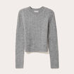 Pull ajust&eacute; col rond manches longues gris fonc&eacute; femme
