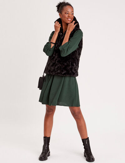 Veste droite à capuche noir femme