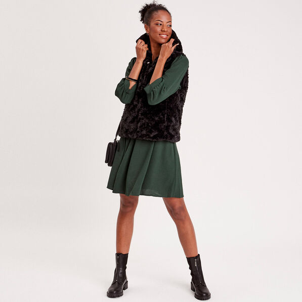 Veste droite à capuche noir femme