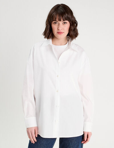 Chemise manches longues blanc femme