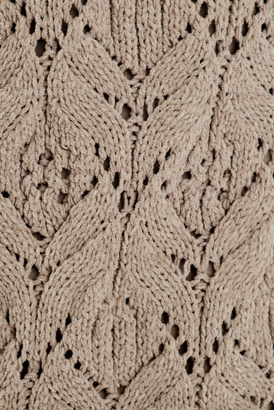 Robe pull droite crochet vert kaki femme
